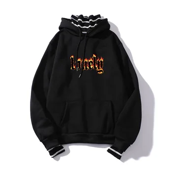 Ny Unisex Brændende font Ensom Flamme hoodie 90'erne Hipster Grunge Graphic Tee hoody Tumblr Mode Sweatshirt Pullover Toppe