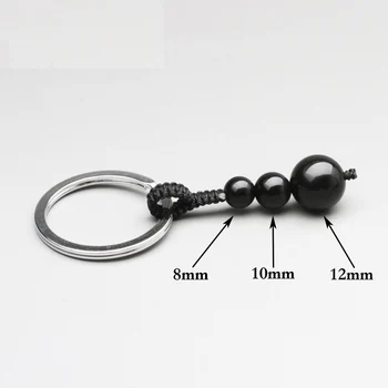 Natursten Nøgle Vedhæng Nøglering Familie 8-12mm Perler, Græskar nøglering Vedhæng i sort Obsidian nøglering Mode Smykker