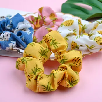 8stk/masse Ananas Blomster Hår Scrunchies Print Elastisk hårbånd Kvinder koreanske Pige Sød Hår Reb Hårbånd Hår Tilbehør
