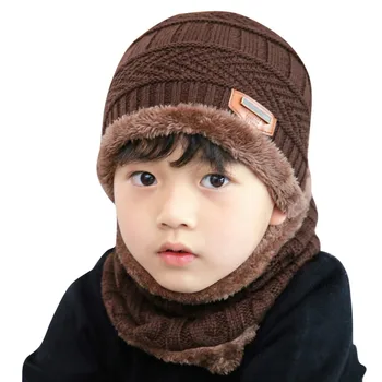 Børn hat hat baby vinter Hue+Halstørklæde To delt Sæt hat til dreng strikke børns hatte hat baby vinter