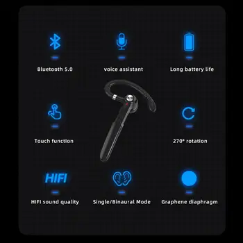 Bluetooth Stereo Headset Hovedtelefon Bluetooth Håndfri Sæt Hovedtelefoner Med Mikrofon, Trådløse Hovedtelefoner, Fingeraftryk Vandtætte Øretelefoner