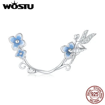 WOSTU 925 Sterling Sølv Perle Flower Fairy Charm Blomst Vedhæng Passer Oprindelige Armbånd Halskæde DIY Smykker CTC391