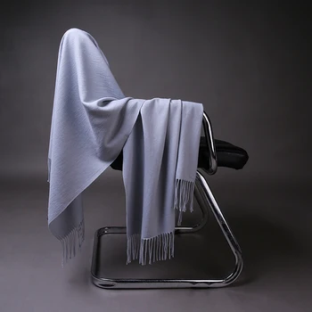 Kvinder solid grå cashmere shaw cashmere tørklæder med kvast dame vinter varmt tørklæde høj kvalitet kvindelige part, udendørs, store sjal