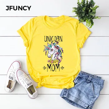 JFUNCY Cool Unicorn MØDRE T-shirts Kvinder, Bomuld, T-shirt Harajuku Kvindelige Skjorter Top dametøj Camiseta Mujer Plus Størrelse