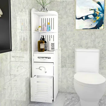 PVC Toilet Hylde Sal Badeværelse Opbevaring Arrangør Papir Håndklæde Rack Skab Vandtæt Multifunktionelle Badeværelse Møbler Kabinet