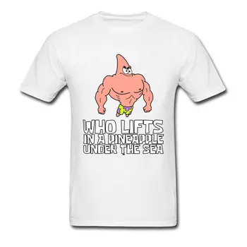 Muscle Patrick Vægtløftning Patchwork Sjove T-Shirts Tegnefilm, Der løfter I En Ananas Under Havet Print Tshirt Mænd Brand Nye