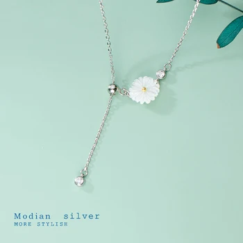 Modian Nye 925 Sterling Sølv og Strålende CZ Hvid Krystal Blomstrende Blomst Lys Perler, Vedhæng passer til Kvinder Kæde Fine Smykker