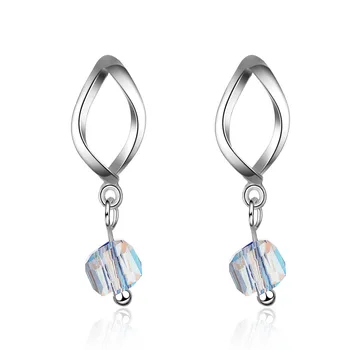 2020 Nye Ankomst 925 Sterling Sølv Elegante Square Crystal Kvindelige Kvast Stud Øreringe Smykker Fremme Fødselsdag Gave