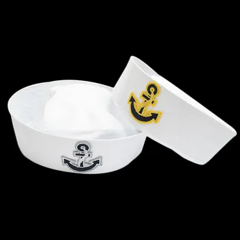 Sjove Cosplay Militære Hatte Til Voksne Børn, Hvide Kaptajn Sailor Hat Navy Marine Army Caps Med Anker Sømand Kostume Tilbehør