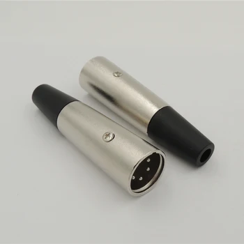 10stk 4 pin xlr stik Mandlige Plug Adapter til MUSIK BRUSER Højttaler AUDIO Mikrofon Kabel-Sølv