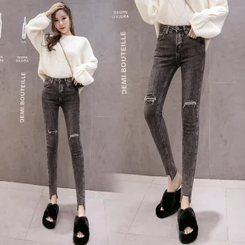 2020 efteråret og vinteren ny høj talje jeans kvinder plus velvet slankende tynde bukser bukser kvinder