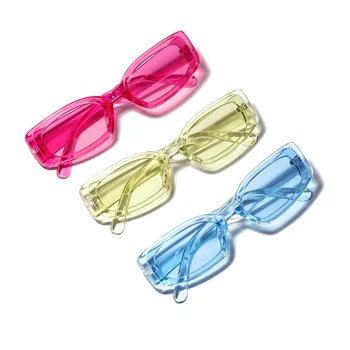 Smalle Rektangel Solbriller Kvinder Brand Designer Retro Vintage 2020 Tyk Ramme Sol Briller Kvindelige Candy Farve Nuancer Okulary