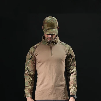 Mænds Udendørs Taktiske Vandring T-Shirts,Militær Army Camouflage Lange Ærmer Jagt Klatring Shirt,Mandlige Åndbar Sport, Tøj