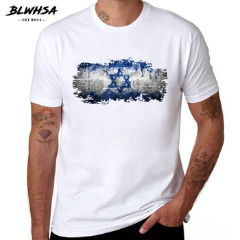 BLWHSA Israels Flag, T-shirt Mænd Mode Sommeren Korte Ærmer Rund Hals Design Sjove T-shirts Print Israels Flag Mænd Tøj