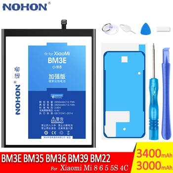 NOHON Batteri BM3E BM35 BM36 BM39 BM22 For Xiaomi Mi 8 6 5 5S 4C Mi8 Mi6 Mi5 Mi4C Mi5S Udskiftning af Batteri Mobiltelefon Batería