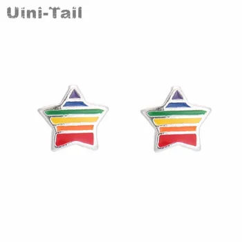 Uini-Hale 2018 nye notering 925 sterling sølv litterære frisk farve femtakket stjerne øreringe koreansk mode søde søde smykker