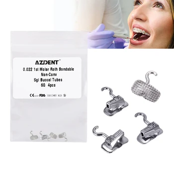 10 Pakker AZDENT Dental Ortodontisk Roth/MBT 022 Buccale Rør med Glidende Crimpable Krog 1st Mola Enkelt Limes Ikke-konvertible
