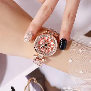 Mode Diamant Ure Kvinder Kvarts Kvinder Top Mærke Ure Luksus 2018 Reloj Mujer Rose Guld Armbåndsure Til Kvinder