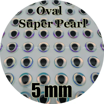 5mm 3D Super Pearl (Oval Elev Hvide Cirkel) / Engros 350 Bløde Støbt 3D Holografiske Fisk Øjne, fluebinding, Jig, Lokke