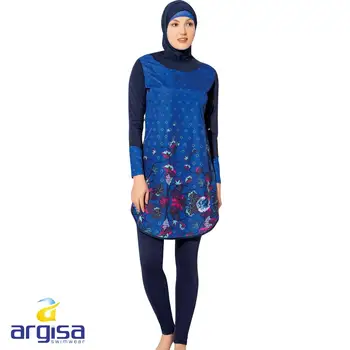 Argisa 7125 Lang Mikro Blomstret Ærme Mønstrede Fuld Burkini Muslimske Badetøj S-XXL Hijab Islamisk Badedragt Mode Tyrkiet Kvinder dækker