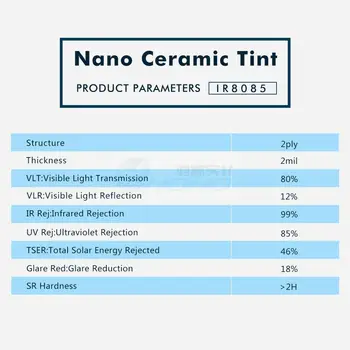 Sunice 80%VLT Auto car window tint film 2mil nano keramisk sol nuance solen kontrol anti-uv-glas porotective film 0.5x6m