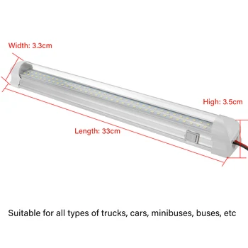 1/2stk 12V 24V 72 LED-Bar Bilen Lampe Strip Light Bar On/Off Switch for Varevogn, Lastbil, Lastbil, Autocamper, Campingvogn, Camping RV