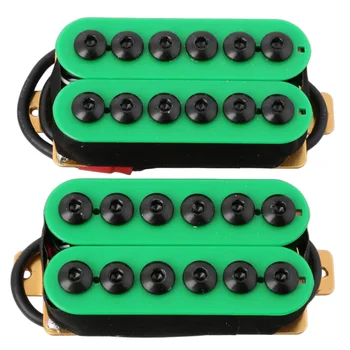 2stk Dobbelt Coil Electric Guitar Humbucker Pickup Bridge&Hals Keramisk Magnet Invader Style Punk Grøn