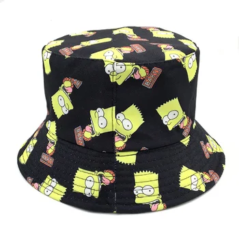 Sommeren Fiskeren Hat Reversible The Simpsons Spand Hatte Til Kvinder, Mænd Street (Bart Simpson Cap Vintage Trykt Fiskeri Hat
