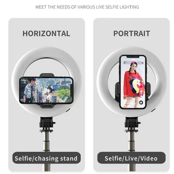 COOL DIER 4in 1 Trådløs Bluetooth-Selfie Stick Med 6tommer LED-Ring Fotografering Let Sammenklappelig Monopod Stativ til iPhone og Android