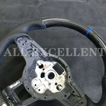 Carbon fiber rattet Perforeret læder med For golf GTI MK7 rattet udskiftning Blå top