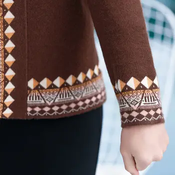 Midaldrende Mor Cardigan Sweater Frakke 2020 Nye Kvinder Foråret Efteråret Strikket Top Kvindelige Løs Plus size V-hals Sweater A496