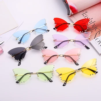 Mode Butterfly Diamant Solbriller Kvinder 2020 Nye Uindfattede solbriller Overdimensionerede Steampunk Briller Vintage Brillerne UV400 Mænd