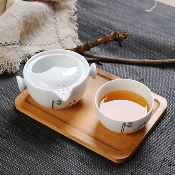 Kinesisk mønster keramiske rejse te-sæt 1 kop+1 pot,te kop tekande Teaware tekande, elkedel porcelæn rejse elegante gaiwan kop te