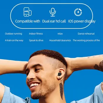 A6S Bluetooth Headsets til Redmi Airdots Trådløse Øretelefoner 5.0 TWS Hovedtelefoner støjreducerende Mikrofon for Xiaomi iPhone Huawei, Samsung