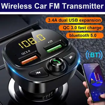 Bil v5.0 bluetooth FM-Senderen til Trådløse Bil-Mp3-Afspiller Hurtig Oplader Modulator Spænding TF Kort Håndfri Dual USB Smart Chip