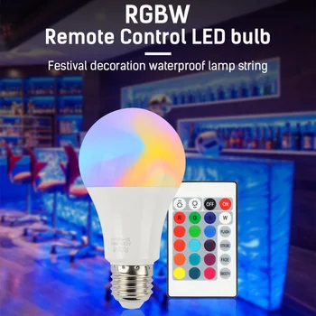 110V 220V E27 16-color RGB LED pære 10W RGB-farve-skiftende variabel infrarød farverige RGBW LED med infrarød fjernbetjening
