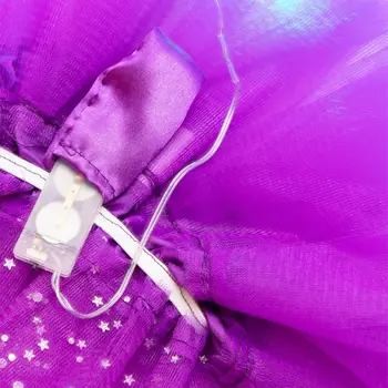 Kvinder, Piger stjernehimmel Stjerne Pailletter Tutu Nederdel LED lyser Neon Farverige Lag Tyl Ballet Dans Fest Kort Kjole