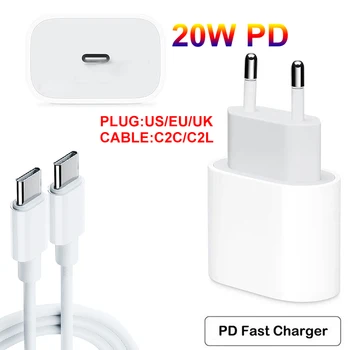 EU/US-Stik USB-Oplader Type C PD USB-kabel Hurtig USB Oplader 20 PD oplader, oplader Til iPhone oplader