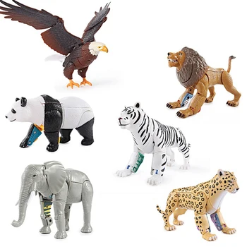 Action Figur Zoo Deformation Robot Panda Løve, Leopard, Elefant, Tiger Eagle Kids 1 Stykke Legetøj Anime Tal Drenge Legetøj Robot