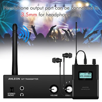 For ANLEON S2 Wireless In-ear Monitor System UHF Stereo in-ear System Fase Overvågning 670-680Mhz NTC Antenne Xiomi EU stik