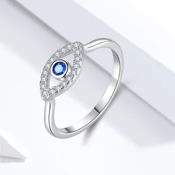 ELESHE Ægte 925 Sterling Sølv Lucky Eye Ring Blå CZ vielsesringe For Kvinder Tyrkiet Smykker julefrokost Gave 2020