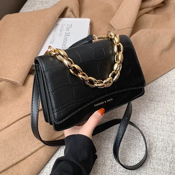 Luksus Mærke Håndtasker 2020 Kvinder er Vinter Fashion Lille Skulder Berømte Designer Guld Kæde PU Læder Vintage Flap Bag