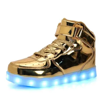 Nye Børn Casual sportssko Studerende Sneakers High Top Glødende Sko Drenge Piger USB-Opladning LED-Lys sko Kids-02B