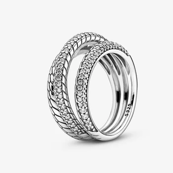 2020 Nye 925 Sterling Sølv Ring Bane Slange Kæde Mønster Ring Crown Ringe Kvinder Engagement Jubilæum Smykker