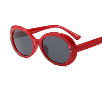 Retro solbriller kvinde mærke stor Oval ramme vintage solbriller mænd nuancer til kvinder 2018 nitte klar rød hvid sol briller