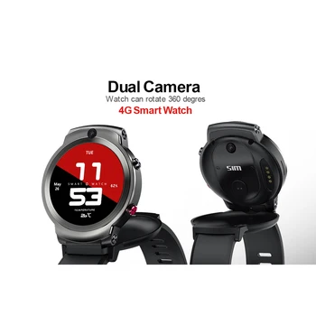 Smart Ur 2020 Android 1.6 Tommer Dual Kamera 360 Graders Rotation WIFI GPS-3+32GB pulsmåler Sim-4G Mobil Ur Telefon