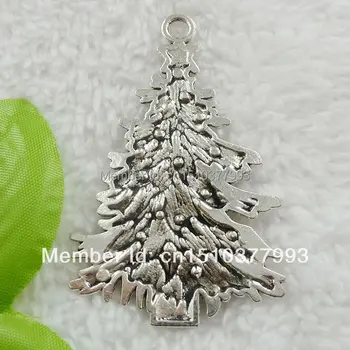 24 stykker antik sølv juletræ charms vedhæng 68x44mm #191