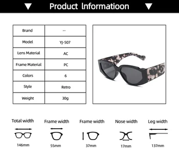 2020 Ny Lille Ramme Cat Eye Solbriller Kvinder Herre Leopard Farve Ramme Klare Hav Linse solbriller Mænd Tyk Ramme Goggle UV400