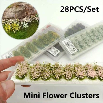 28pcs Model Scene Terræn Produktion Simulering Blomst Cluster Wild Rose Blomst DIY Miniature Landskab Materiale