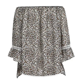 Leopard Chiffon Blouse Kvinder Sexet Off Skulder Sommer Skjorte Dame Toppe Og Bluser Damer Bluser Top Blusas Mujer De Moda 2020